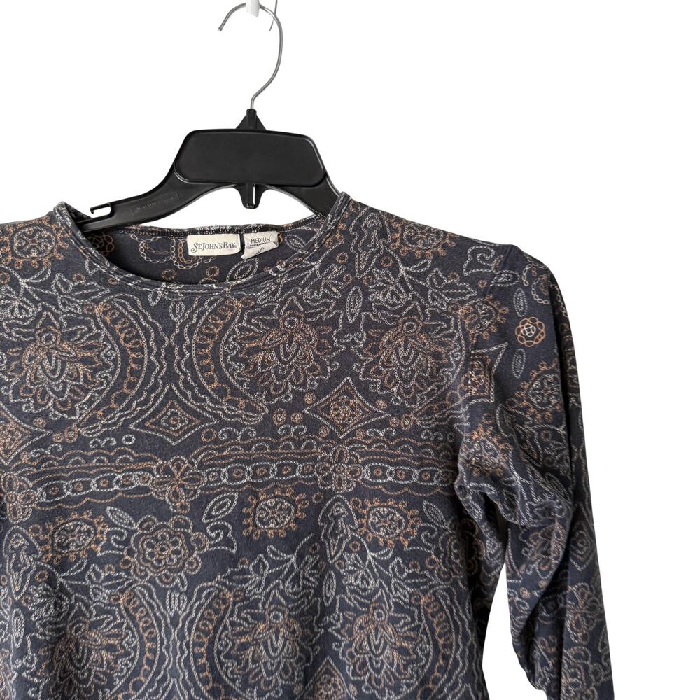 St Johns Bay Shirt Vtg M Paisley Floral‎ Long Sleeve Button Up Top Boho Grunge